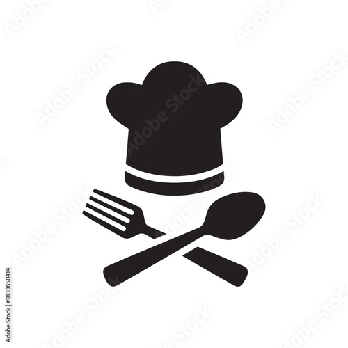 Chef Hat Cutlery Icon – Cooking Logo Vector