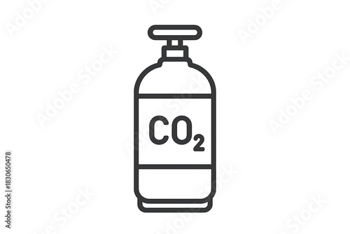 Pressurized carbon dioxide gas cylinder tank used for industrial storage or fire safety systems