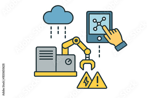 Industrial automation system with robotic arm controlled remotely through a cloud computing network