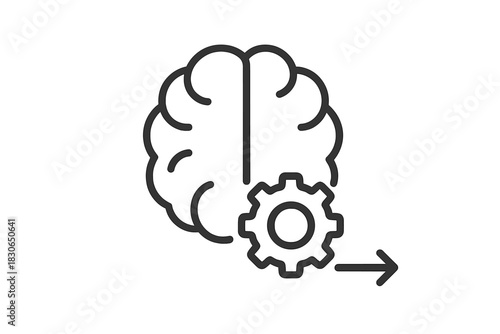 Brain processing mechanism with gear and arrow for artificial intelligence and cognitive function