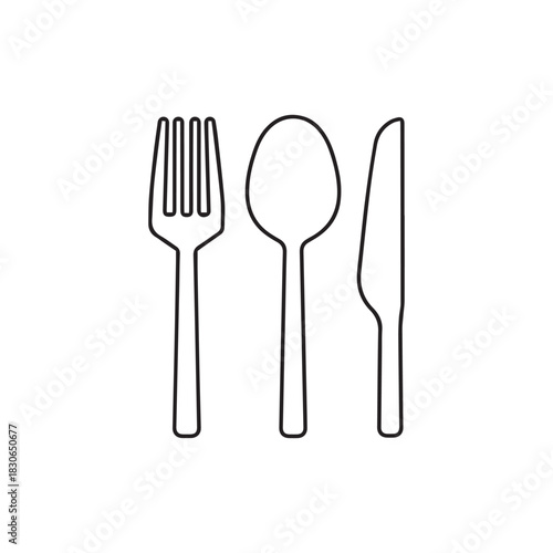 Minimal Cutlery Icon – Fork Spoon Knife Line Art Logo