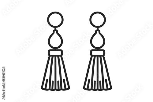 Pair of stylish dangle earrings featuring decorative tassels and teardrop connecting elements