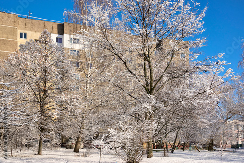 Typical multi-story building common  in Russia