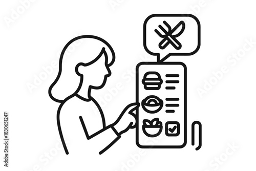 Female customer selecting meal options on a smartphone application for digital food ordering