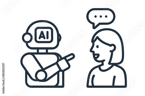 Artificial intelligence robot interacting with a person in a conversational setting