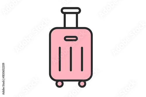 Minimalist pink luggage bag with wheels and retractable handle for travel and tourism