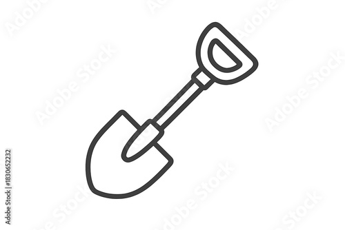Outline icon of a garden shovel or spade tool used for digging and construction