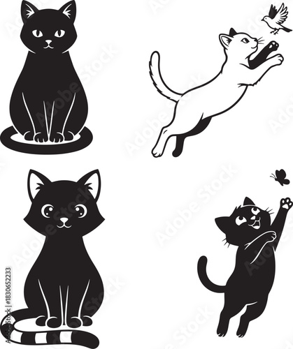 Cat vector silhouette illustration on white background