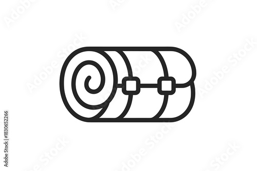 Rolled sleeping pad or camping mat for outdoor activity and travel equipment