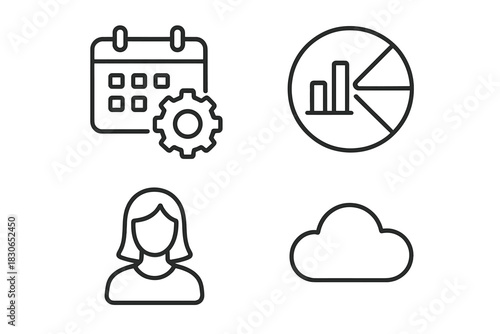 Essential business and technology concepts: scheduling, data analysis, user profile, and cloud storage