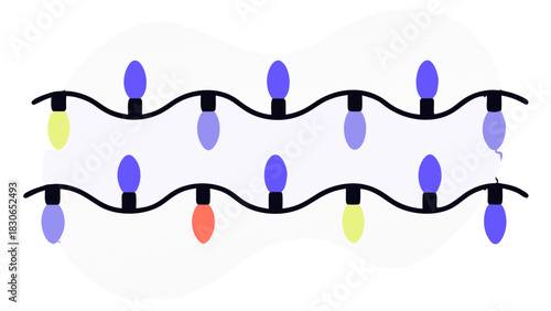 Christmas Lights String Illustration Colorful Bulbs Holiday Decoration Garland Vector