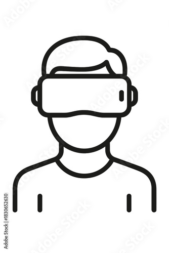 Person wearing virtual reality headset for augmented reality or metaverse experience