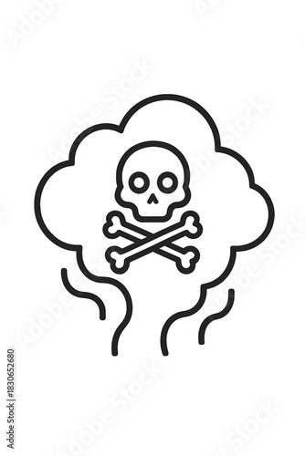 Toxic gas cloud with skull and crossbones symbol indicating danger or poison hazard