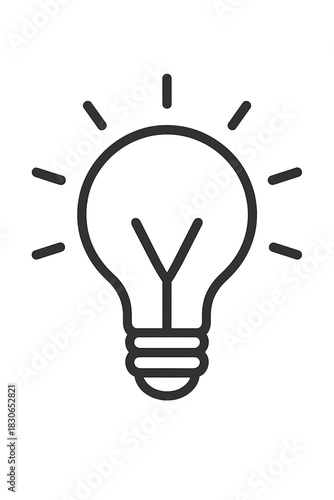 Minimalist outline glowing light bulb icon symbolizing idea and innovation