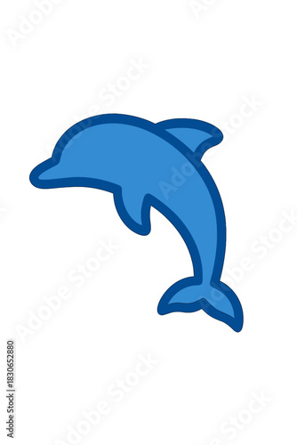 Stylized blue dolphin jumping silhouette icon representing marine life and freedom