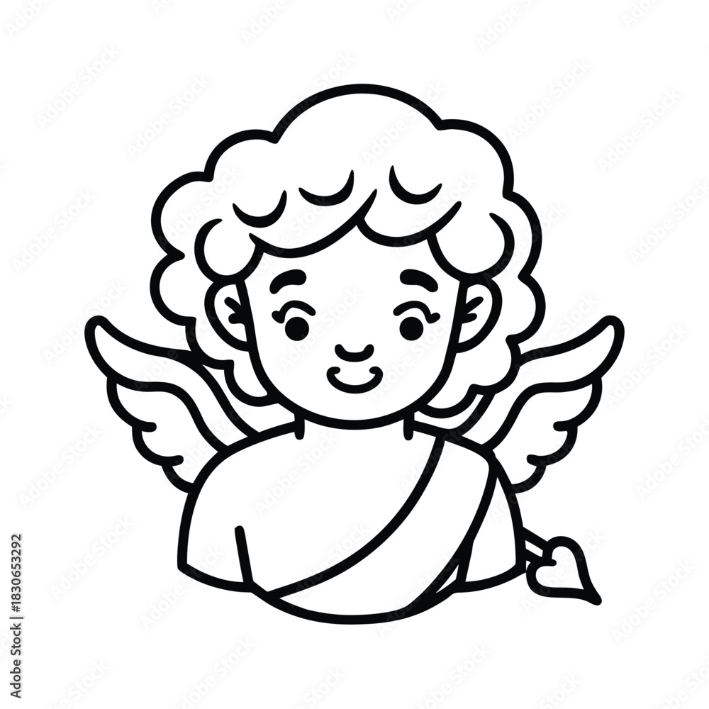 Obraz premium A cute cartoon baby angel with a heart vector illustration
