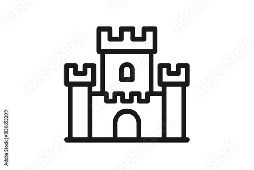 Medieval fortress or royal palace building structure with towers and battlements