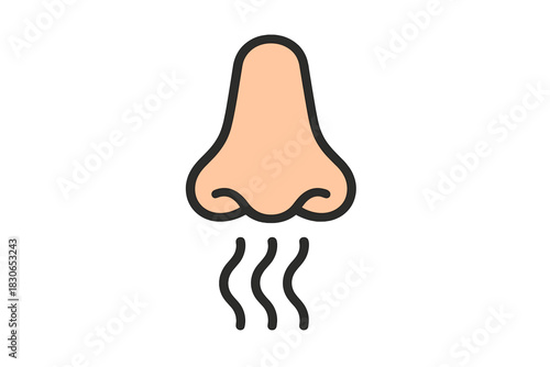 Simple graphic representation of a human nose detecting an odor or scent