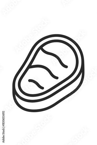 Stylized outline drawing of a raw meat steak cut for culinary and butcher shop designs
