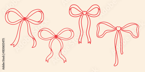 Whimsical coquette collection of hand drawn bows. Romantic accents perfect for girly invitations.