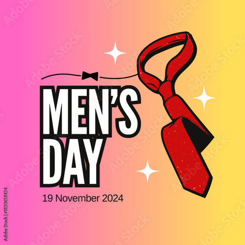 International Men's Day. Men's day 19 November. Vector illustration of International Men's Day. For a poster or banner and greeting card.