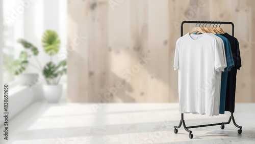 Rack with blank t-shirts on...