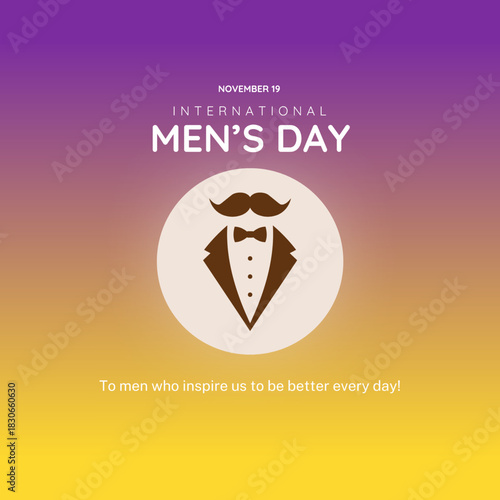 International Men's Day. Men's day 19 November. Vector illustration of International Men's Day. For a poster or banner and greeting card.