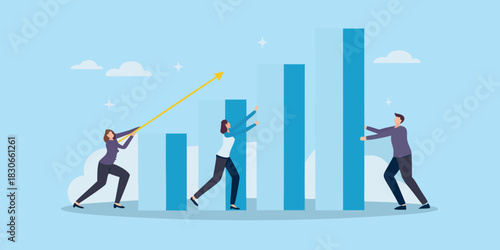 Teamwork and collaboration to achieve business growth and success together