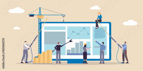 Teamwork and data analysis building business success with collaborative insights