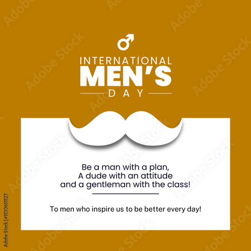 International Men's Day. Men's day 19 November. Vector illustration of International Men's Day. For a poster or banner and greeting card.