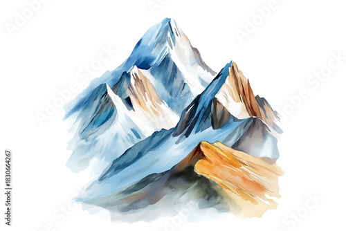 Himalayan Mountain Watercolor Vector Illustration Isolated on Transparent Background
