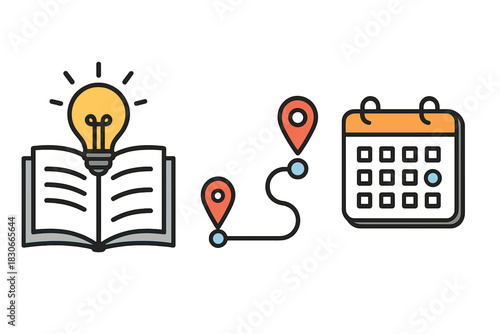 Knowledge acquisition, strategic planning, location tracking, and time management concepts