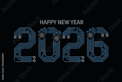 Happy New Year 2026 Digital Circuit Design Celebration