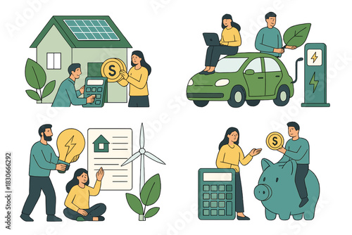 Calculating costs and savings for sustainable living, renewable energy, and electric vehicle adoption