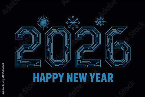 Happy New Year 2026 Digital Circuit Design Celebration
