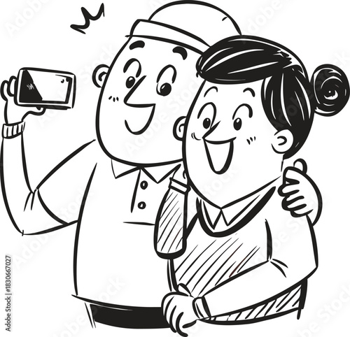 Cartoon character illustration of a business person chef holding a spoon, knife, and wearing a tie