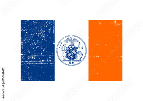 Vintage flag of NYC or New York City, US with scratches