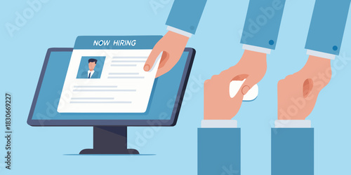 Hiring manager reviews resumes online searching for the perfect candidate