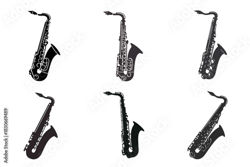 saxophone icons set vector