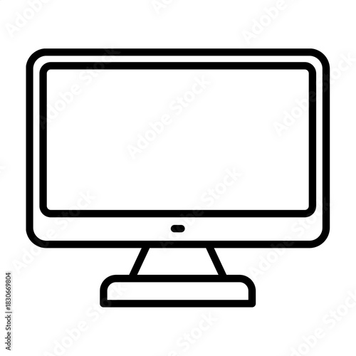 Sleek vector line icon of a computer monitor, representing the fundamental interface for digital display, information access, and content consumption in today's technological world