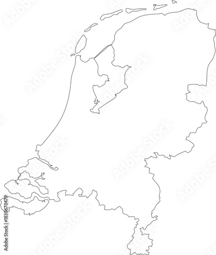 Netherlands Map Stroke Outline Stroke Transparent Editable Vector