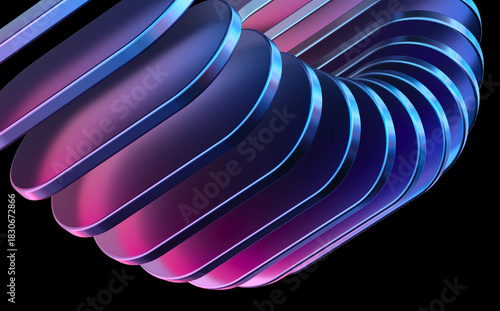 abstract iridescent round shapes with colorful gradient. 3d rendering illustration for graphic design, presentation or background	