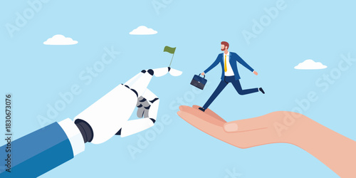 Human and artificial intelligence collaboration for business success and goal achievement