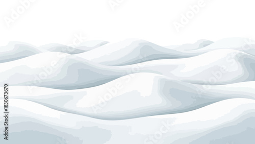 Abstract Snow Drifts Wave Pattern with White Peaks and Smooth Undulating Forms