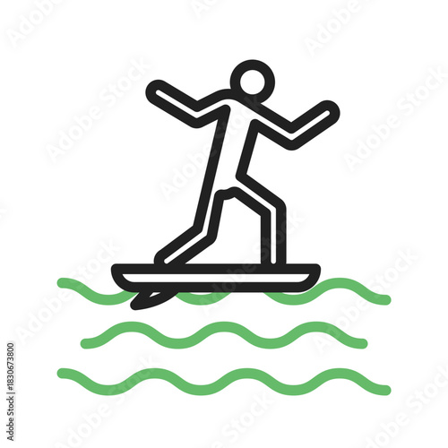 Person Surfing icon vector image. Suitable for mobile apps, web apps and print media.