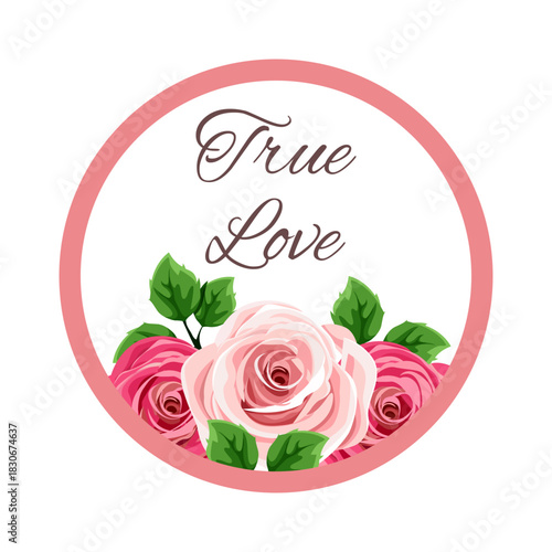 Label for Valentine's  gift decorating, stickers for sketchbooks and more. Romantic label with roses