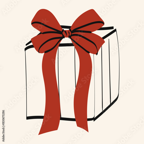 Colorful gift box with a big red bow on a light background showcasing a festive design for any occasion