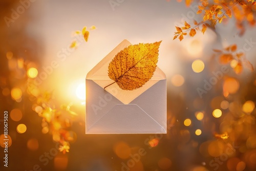 Autumnal Letter In Envelope