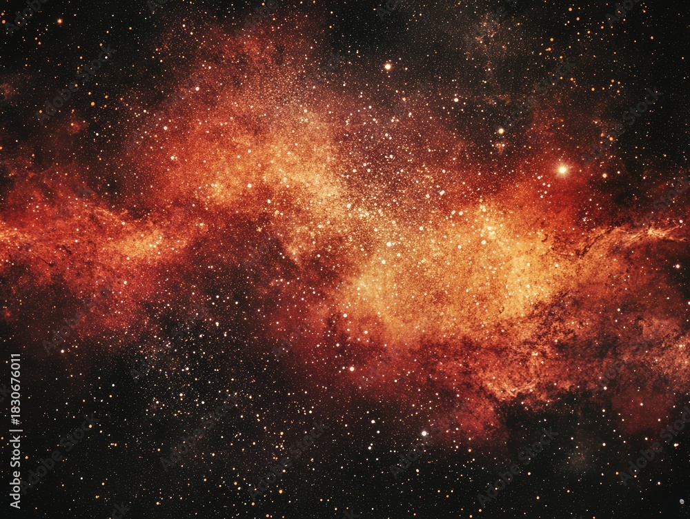 Naklejka premium Abstract grunge texture background with dust and scratches, night sky, dark red and black colors, grainy film effect.