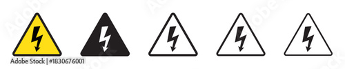 High Voltage Sign with Lightning and High Voltage Icon for Alert and Electrical Hazard Warnings